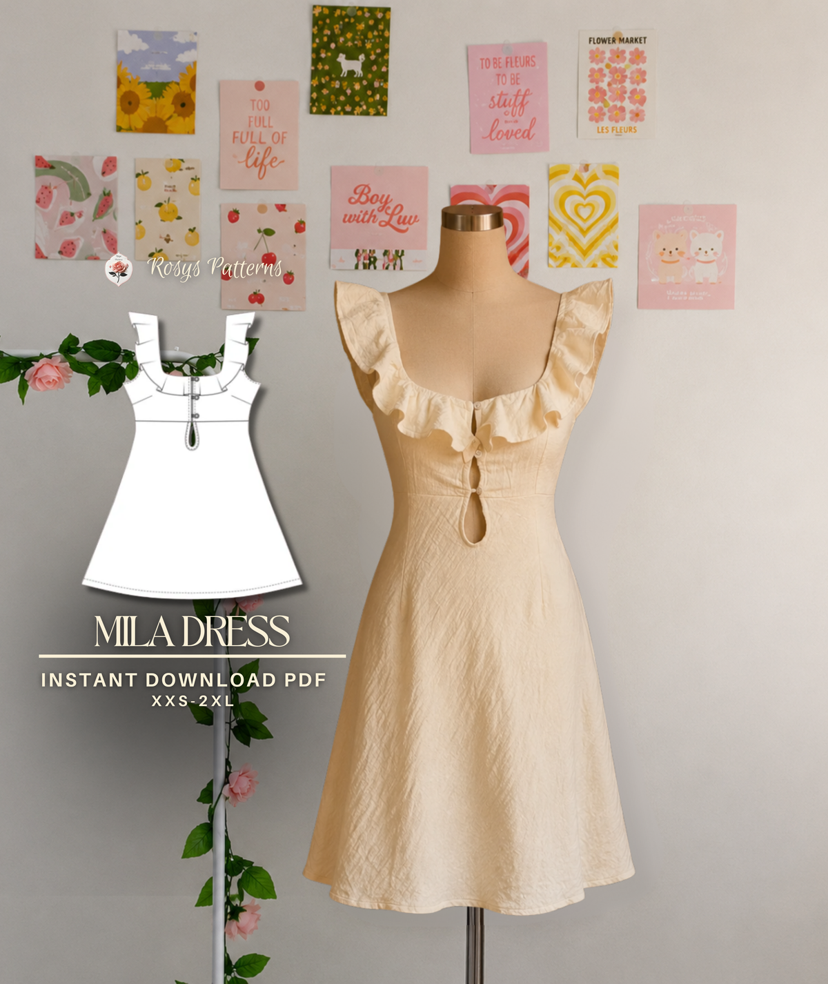 Ruffle Off Shoulder Mini Summer Dress Sewing Pattern