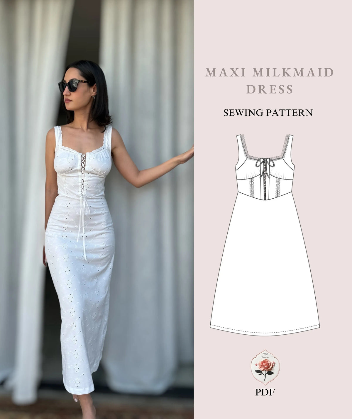 Milkmaid Cottagecore Dress Sewing Pattern Corset Front – Rosys Patterns