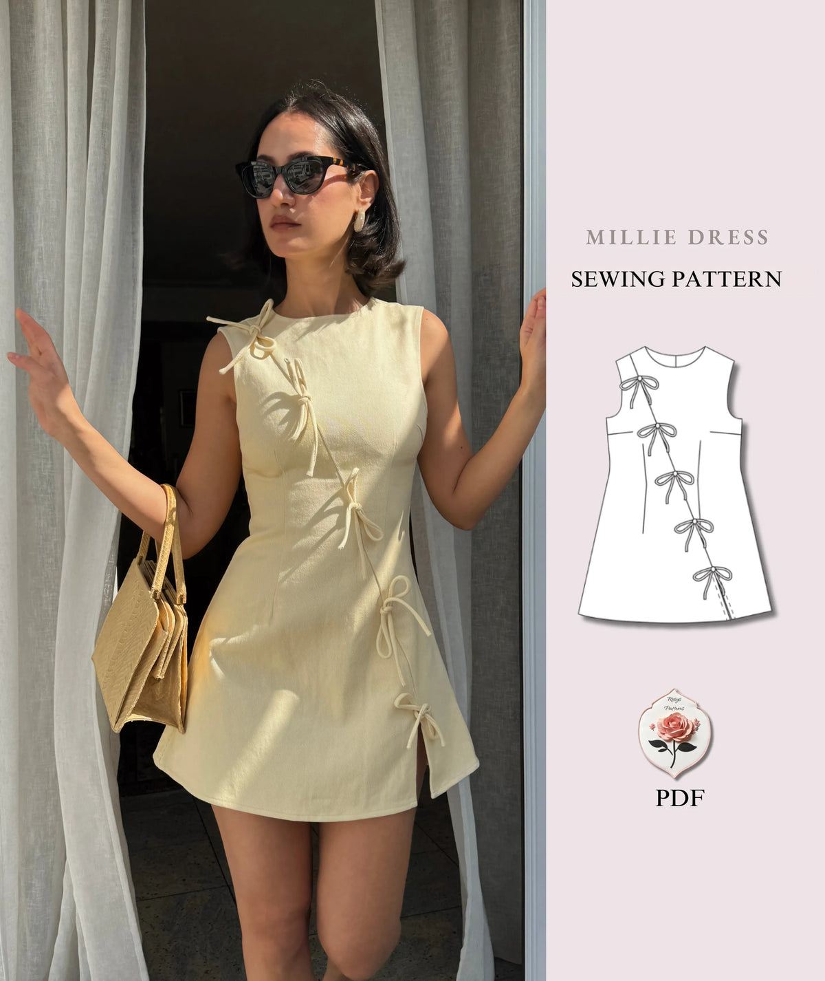 Millie Dress | Sleeveless Mini Dress Pattern with Bow Ties