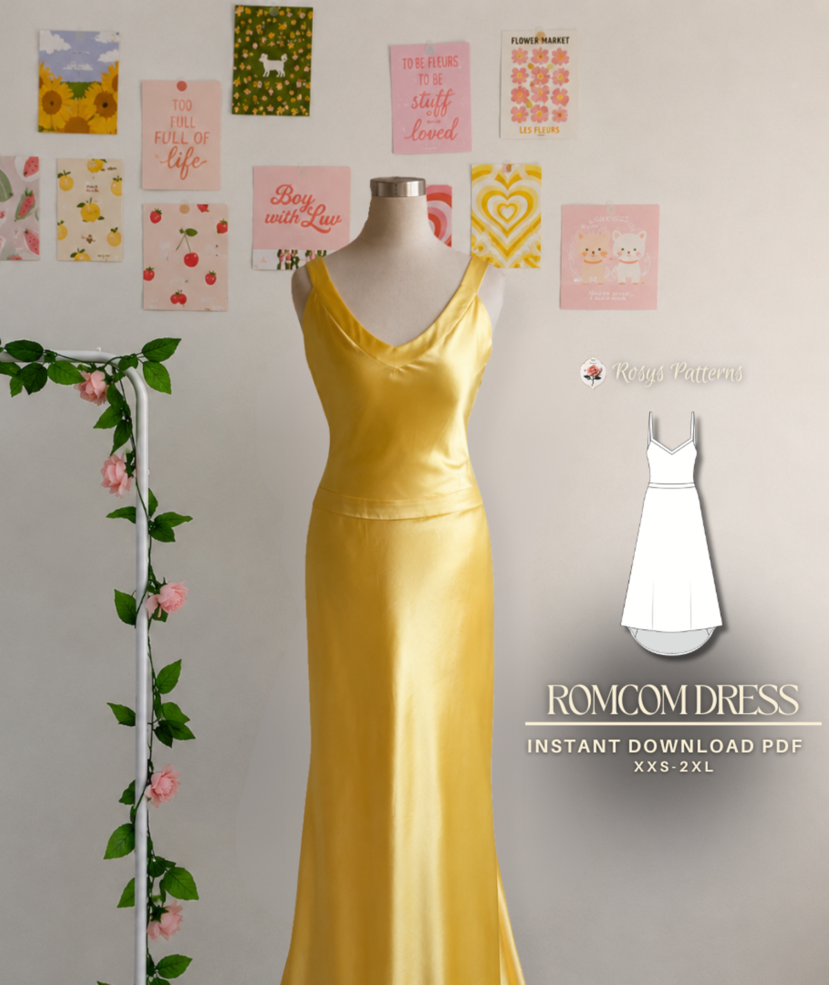 Yellow Rom Com Dress Pattern Satin Evening Gown How to Lose a Guy in 10 Days Andie Anderson Dress