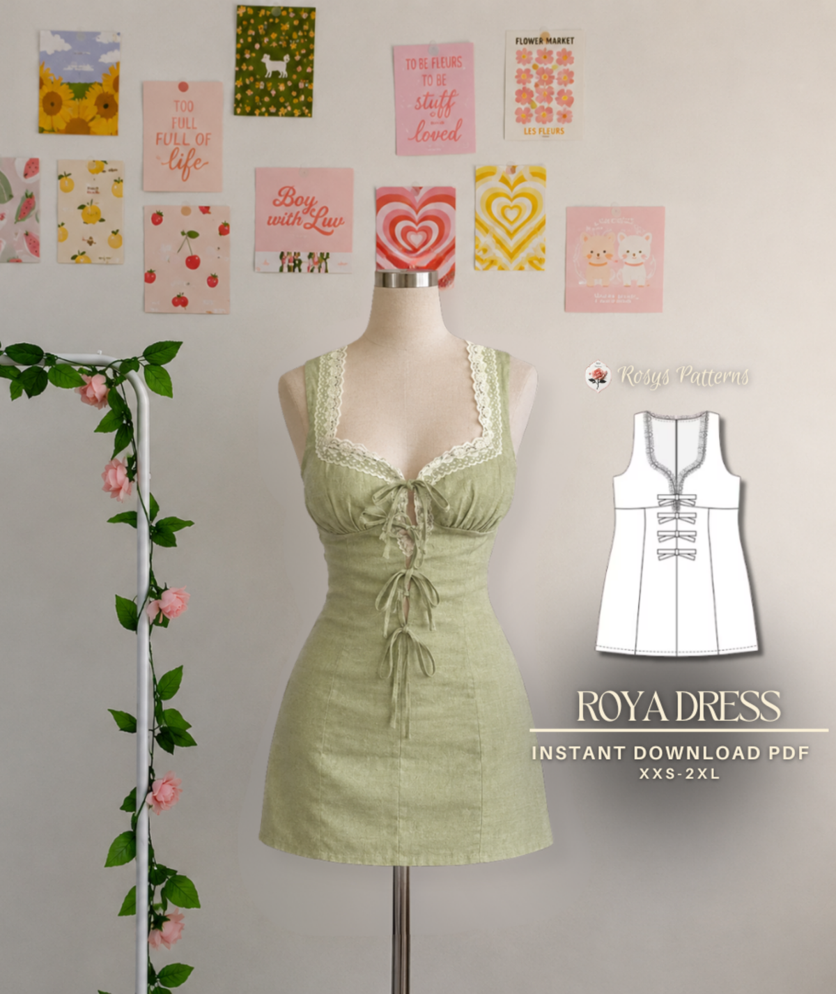 Sleeveless Cottage Core Mini Dress Sewing Pattern