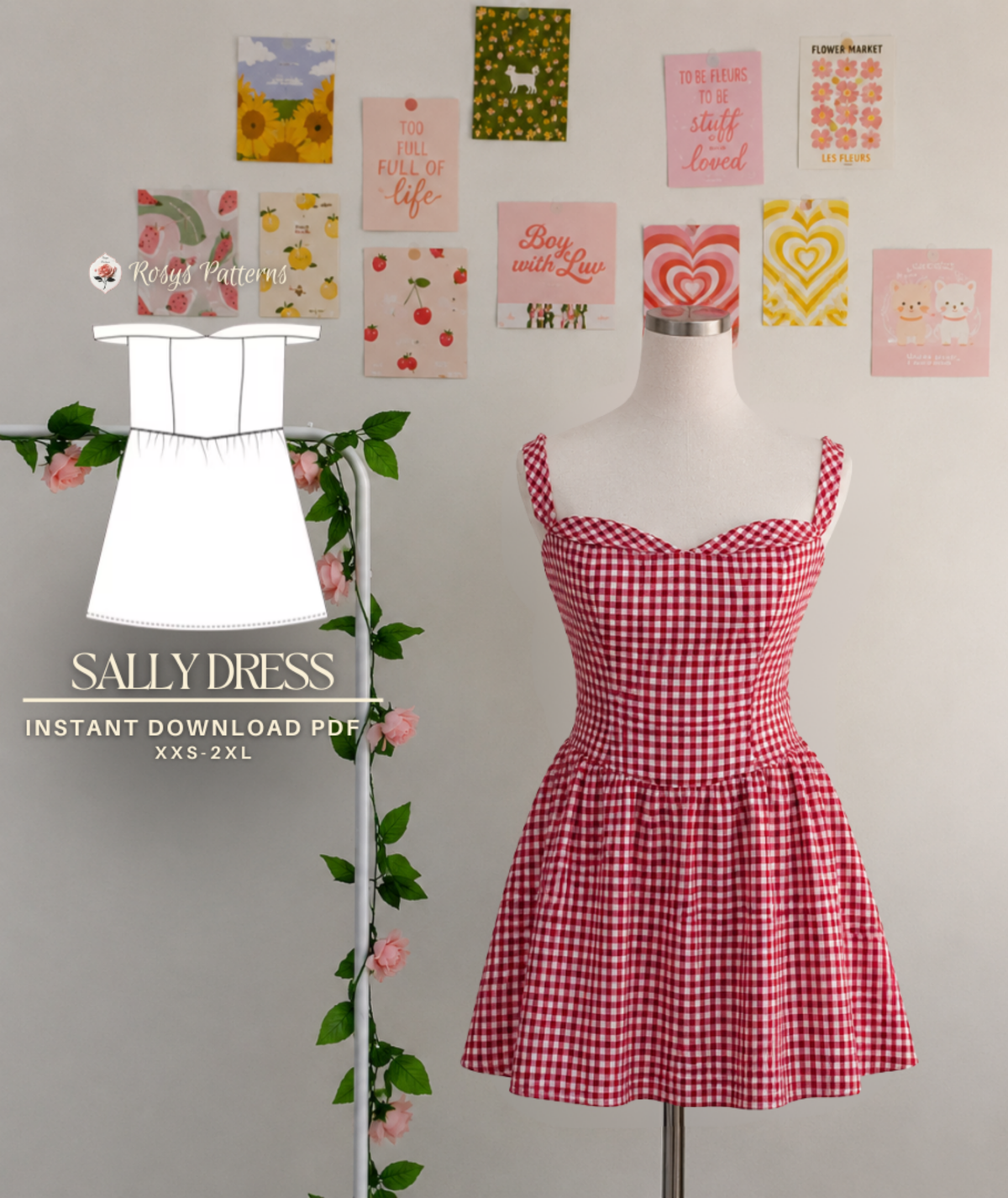 Basque Waist Tinker Bell Dress Sewing Pattern PDF