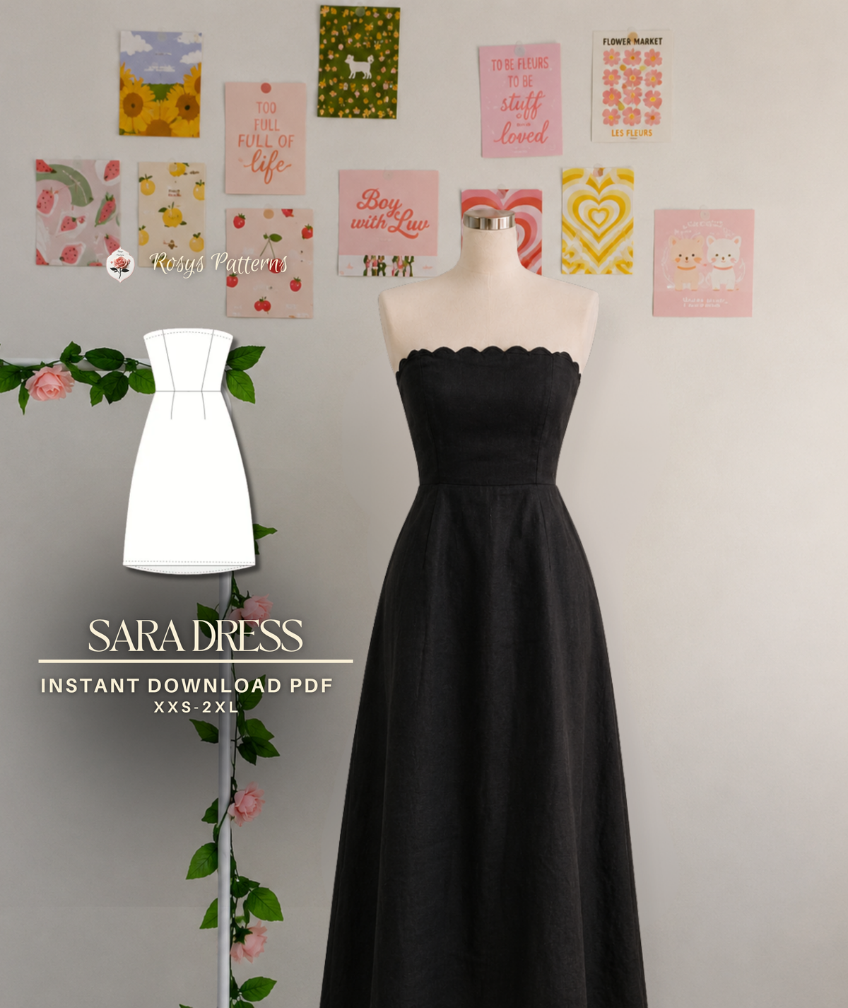 Strapless Bustier Dress Beginner Pattern