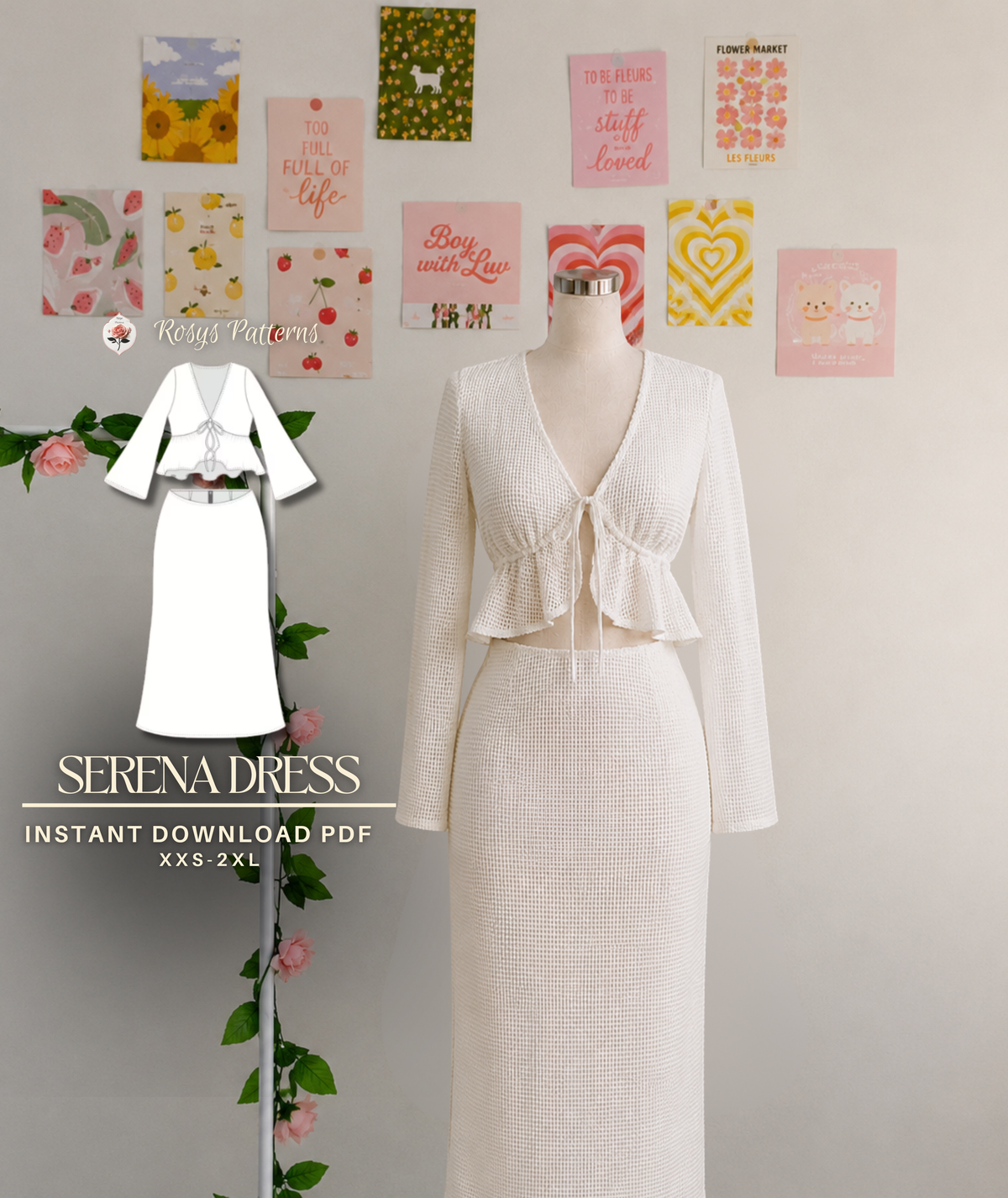 Tie Front Shirt + Maxi Skirt Easy Sewing Pattern