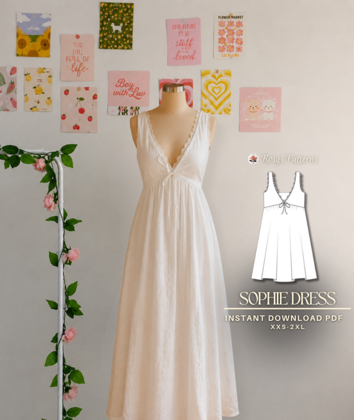 Babydoll Dress Sewing Pattern A Line  Frill V Neck