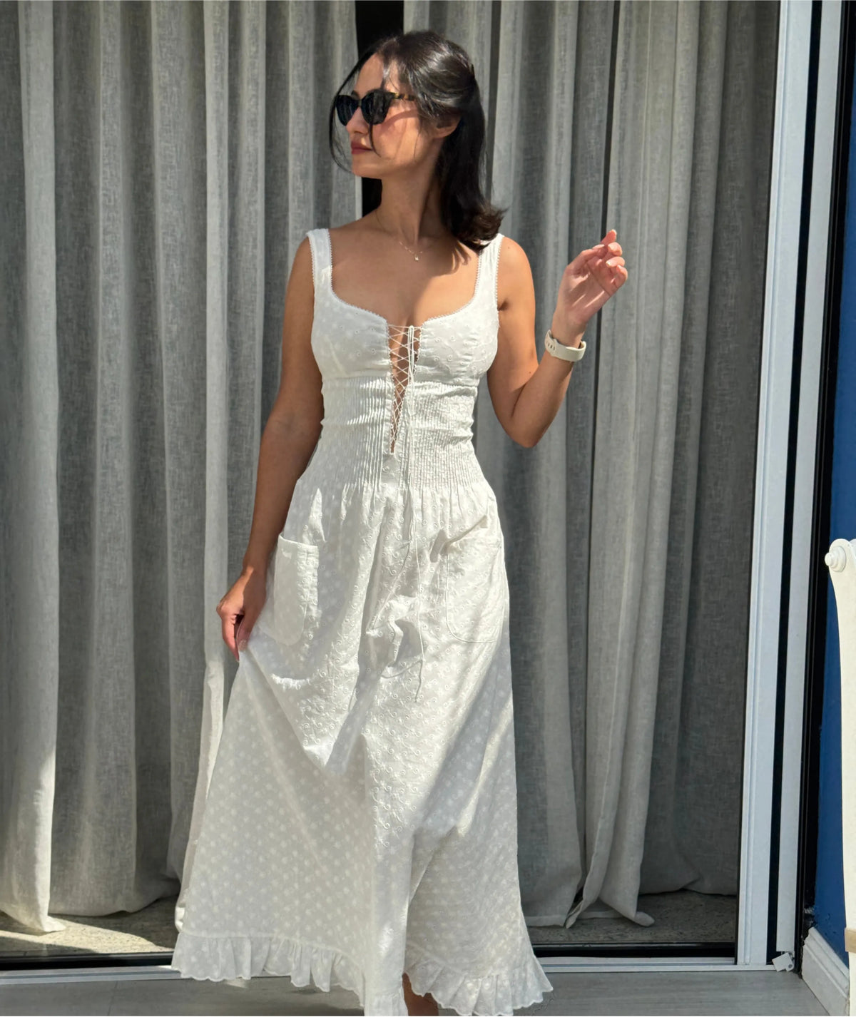 Shirred Tie-Front Dress Sewing Pattern | Sizes XXS–2XL | Beginner-Friendly Summer Dress | Instant PDF Download