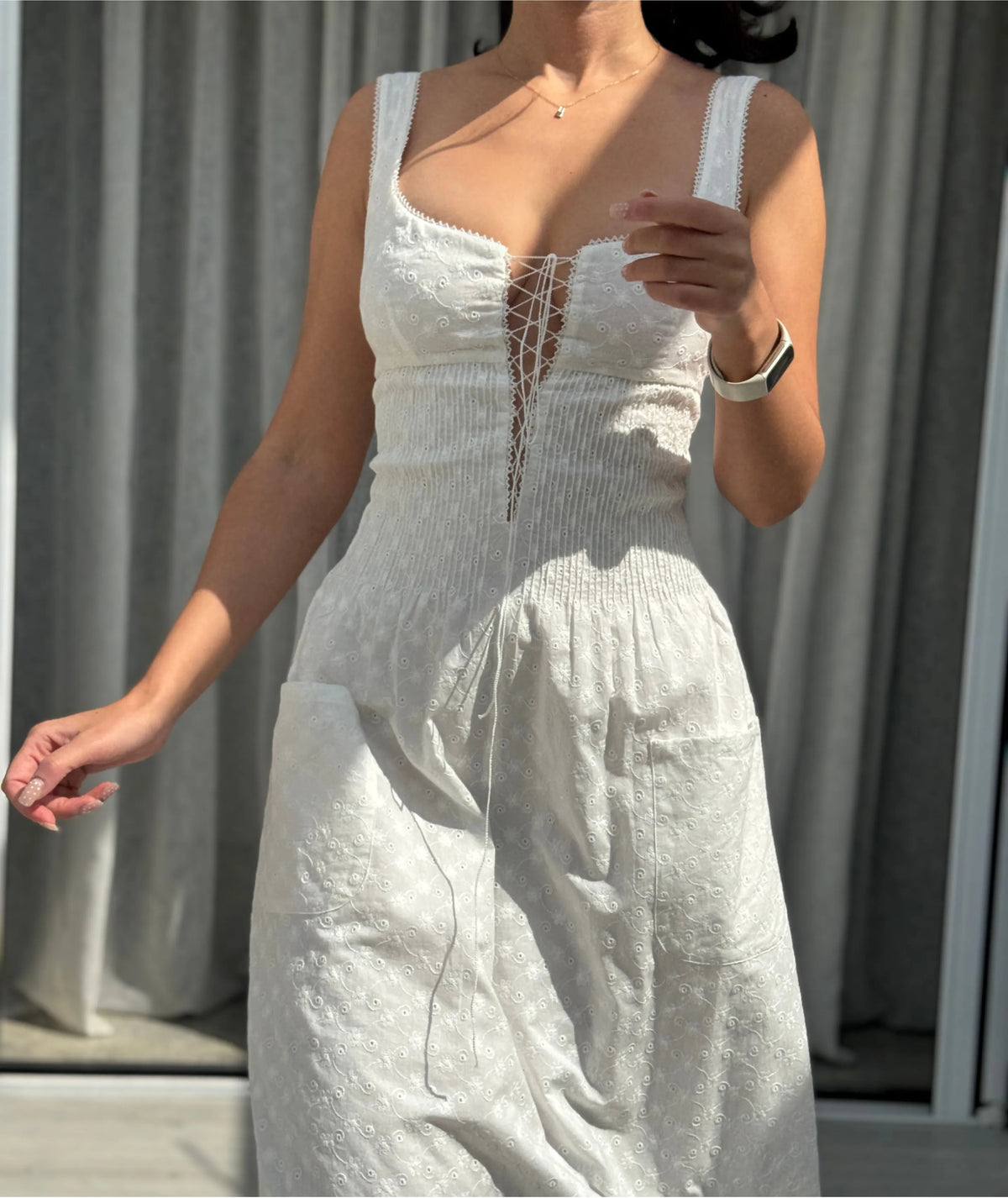 Shirred Tie-Front Dress Sewing Pattern | Sizes XXS–2XL | Beginner-Friendly Summer Dress | Instant PDF Download