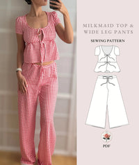 Milkmaid Top + Pants Sewing Pattern Tie Crop Top Wide Leg Pants