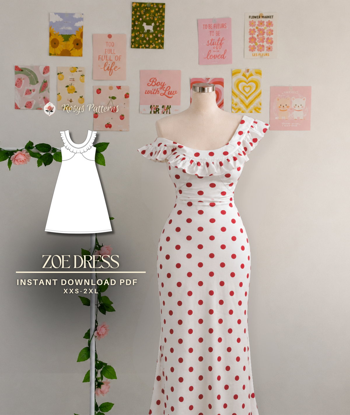Slip Off Shoulder Bias A Line Maxi Dress | Easy Sewing Pattern