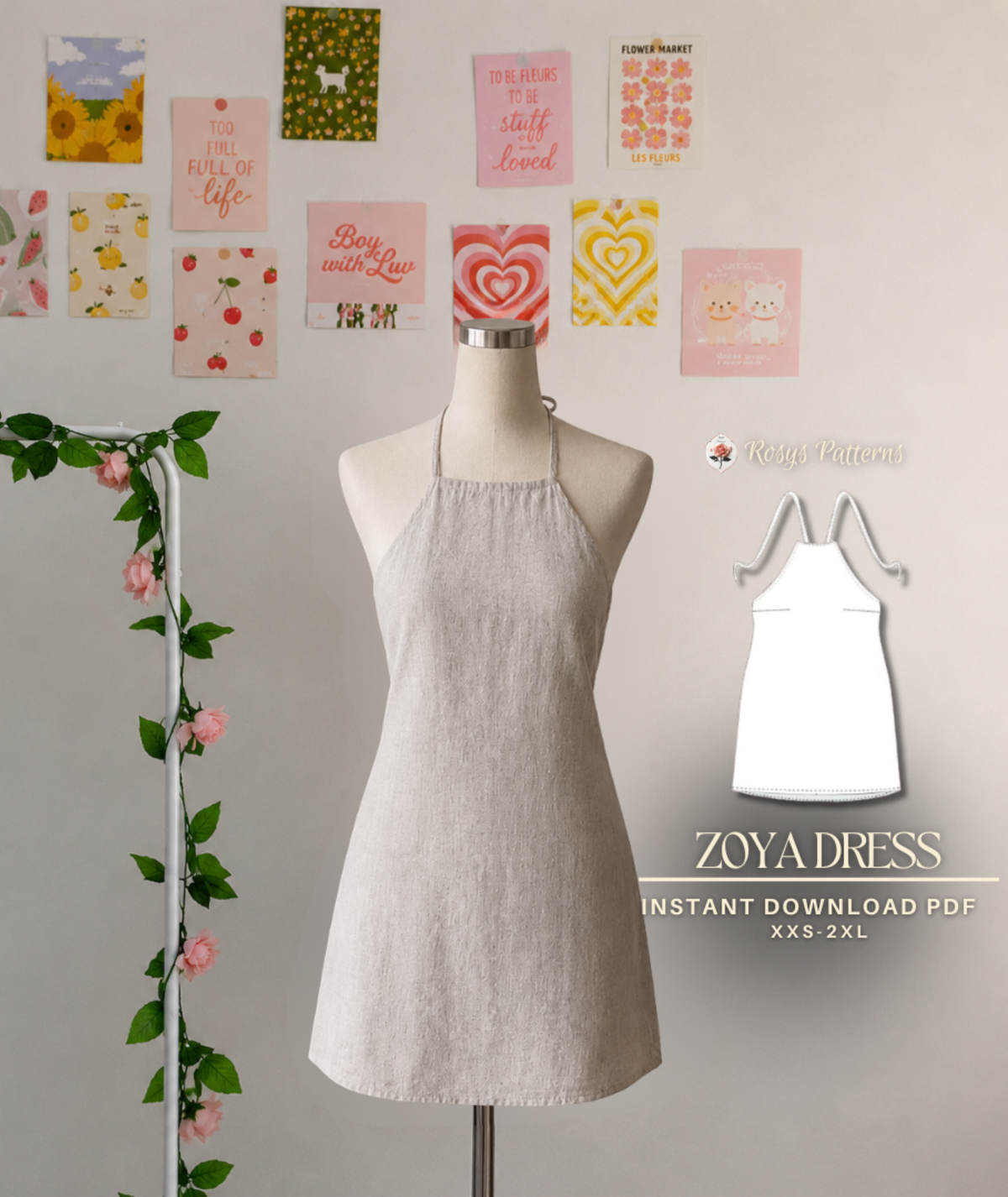 Halter Backless Mini Dress Easy Sewing Pattern