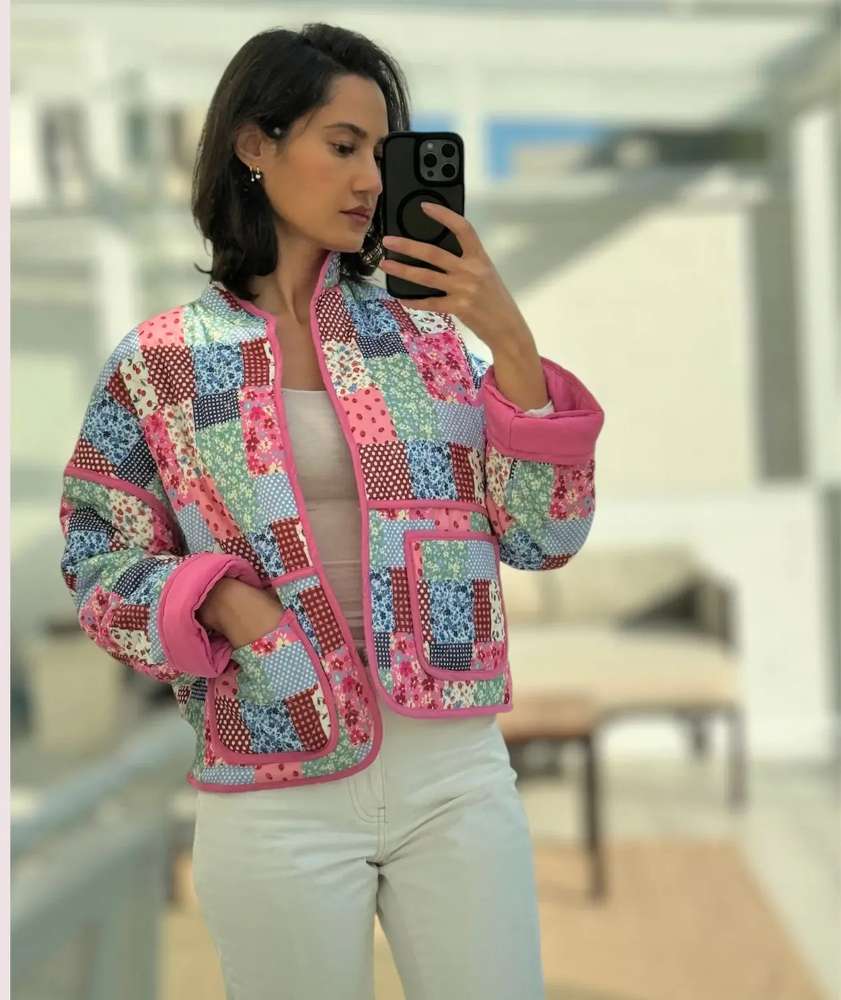 Crop Quilted Jacket Sewing Pattern Beginner Friendly PDF